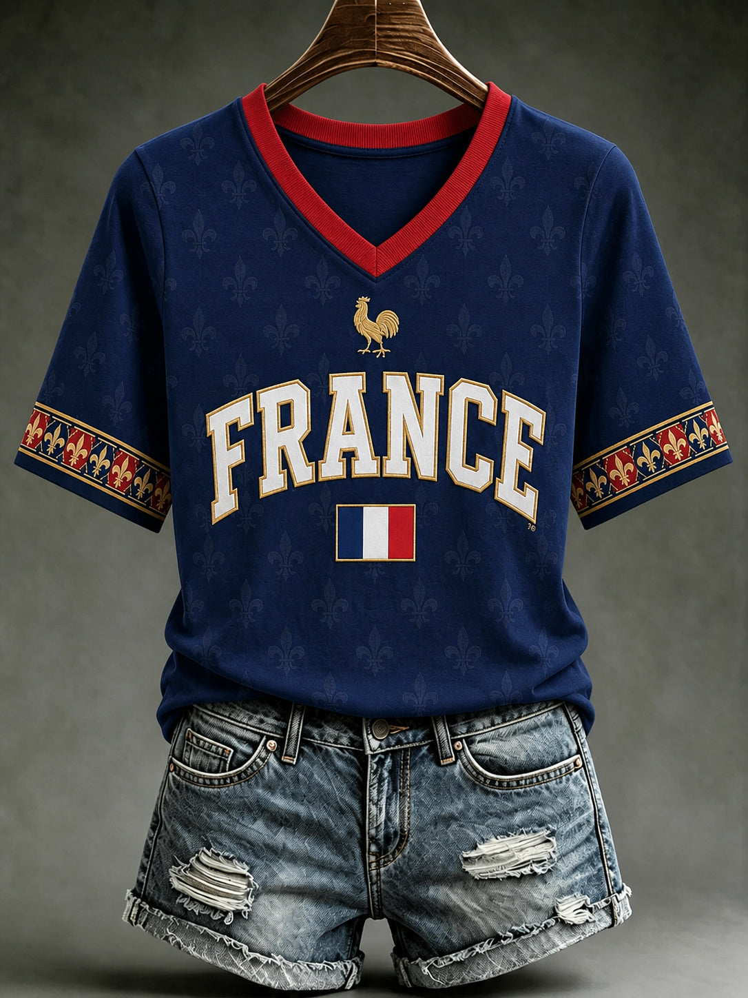 Women's France Lover V-neck Short Sleeve T-shirt