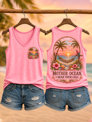 Women's Mother Ocean I Have Heard You Call Parrot Print Casual Vest