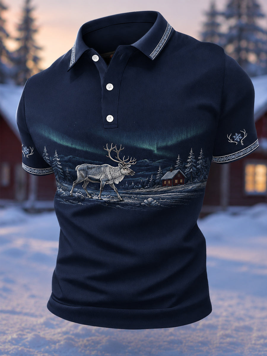 Men’s Finnish Lapland Reindeer Scenic Polo Shirt