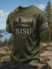 Men's Sisu Determination  Finnish Mountain  Courage Print Casual Tee