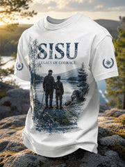 Men's Sisu Determination  Finnish Mountain  Courage Print Casual Tee