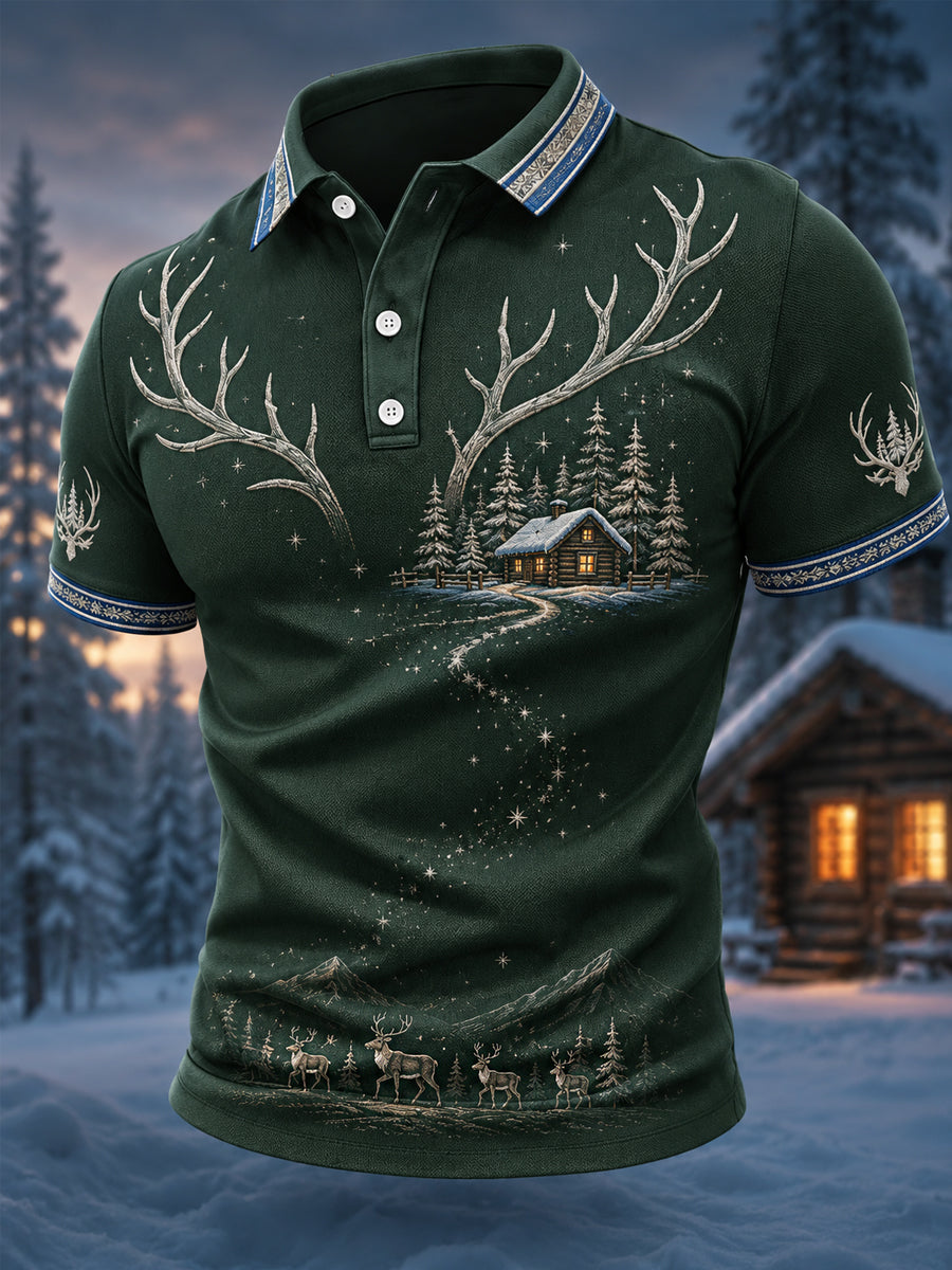 Men’s Finnish Lapland Reindeer Scenic Polo Shirt