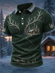 Men’s Finnish Lapland Reindeer Scenic Polo Shirt
