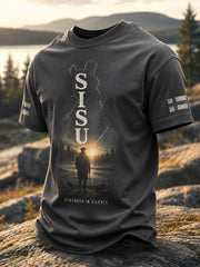 Men's Sisu Determination  Finnish Mountain  Courage Print Casual Tee