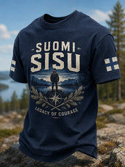 Men's Sisu Determination  Finnish Mountain  Courage Print Casual Tee