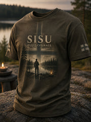 Men's Sisu Determination  Finnish Mountain  Courage Print Casual Tee
