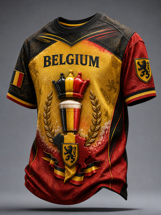 Men's Belguim National Day Art Printed T-shirt