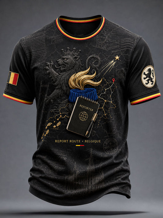 Men's Belguim National Day Art Printed T-shirt