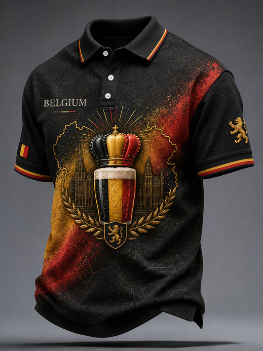 Men's Belguim National Day Art Printed Casual Tops