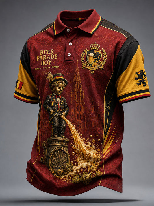 Men's Belguim National Day Art Printed Casual Tops