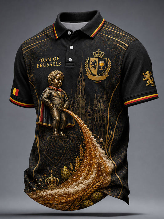 Men's Belguim National Day Art Printed Casual Tops