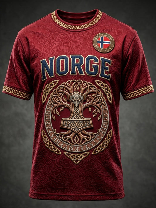 Men's Norway Viking Celtic Pattern Print Short Sleeves T-shirt