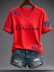 Women's Puerto Rico Art Printed T-Shirt