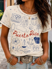 Women's Puerto Rico Pride Art Printed T-shirt