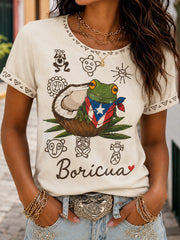 Women's Puerto Rico Pride Art Printed T-shirt