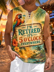 Men's I'm Retired It's 5 O'clock Everywhere Parrot Print Casual Vest