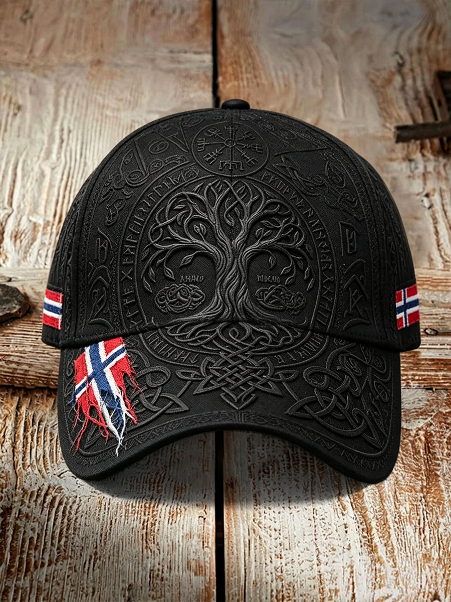 Vintage Norway Viking Tree Of Life Flag Print Unisex Hat