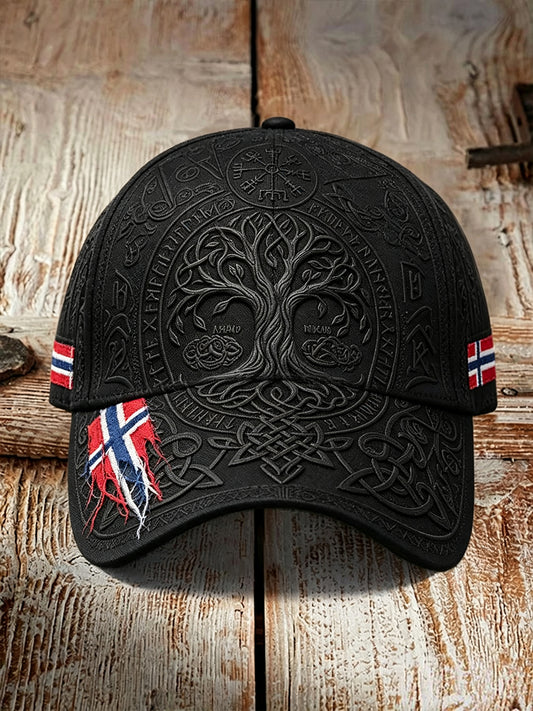 Vintage Norway Viking Tree Of Life Flag Print Unisex Hat