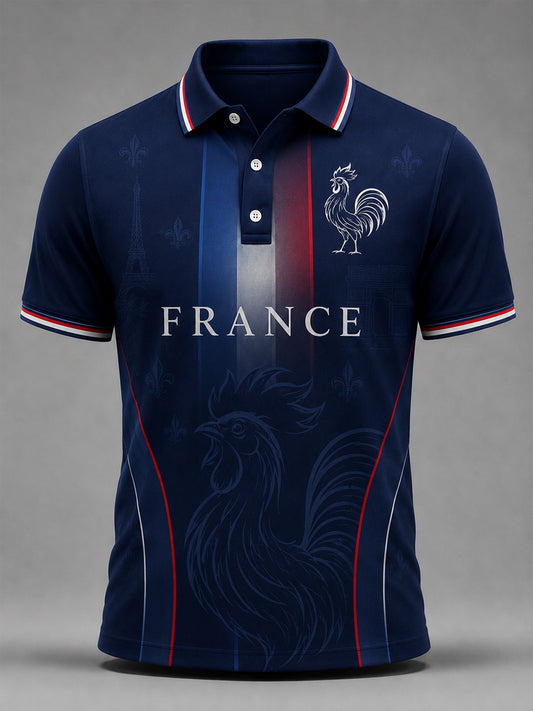 Men's France Print Casual Polo