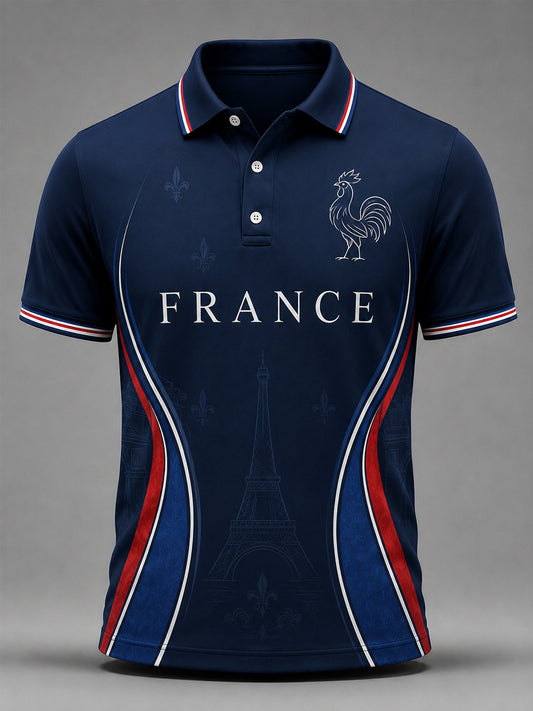 Men's France Print Casual Polo