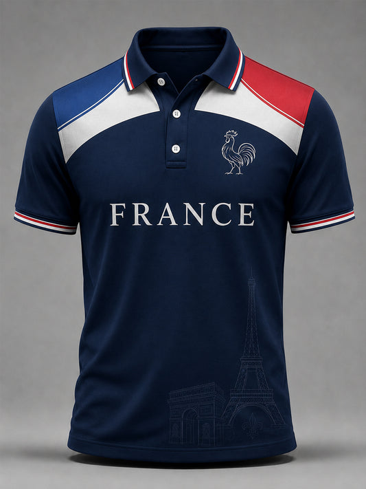 Men's France Print Casual Polo