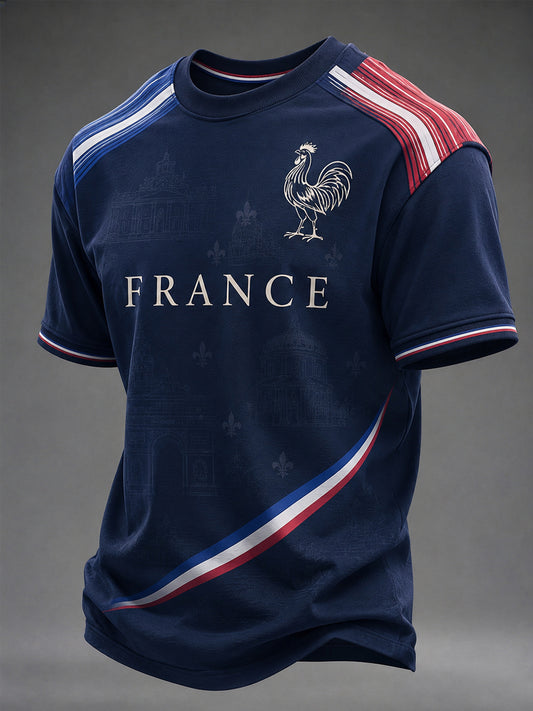 Men's France Print Casual Tee