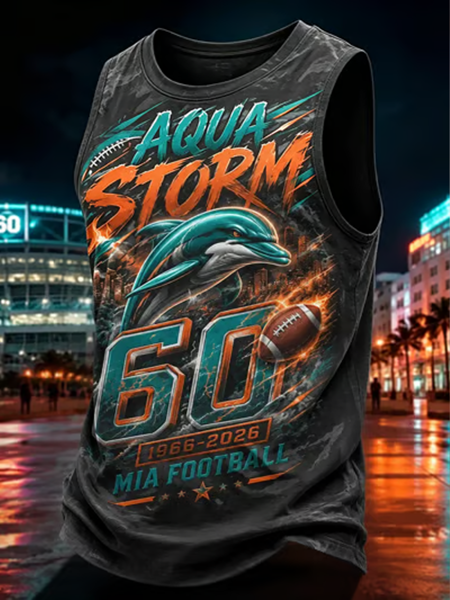 Men's Rugby Fan Miami 60 Printed Casual Tank Top