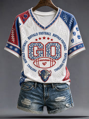 Women's Football Bulls Bills Lover Go Good Printed T-shirt