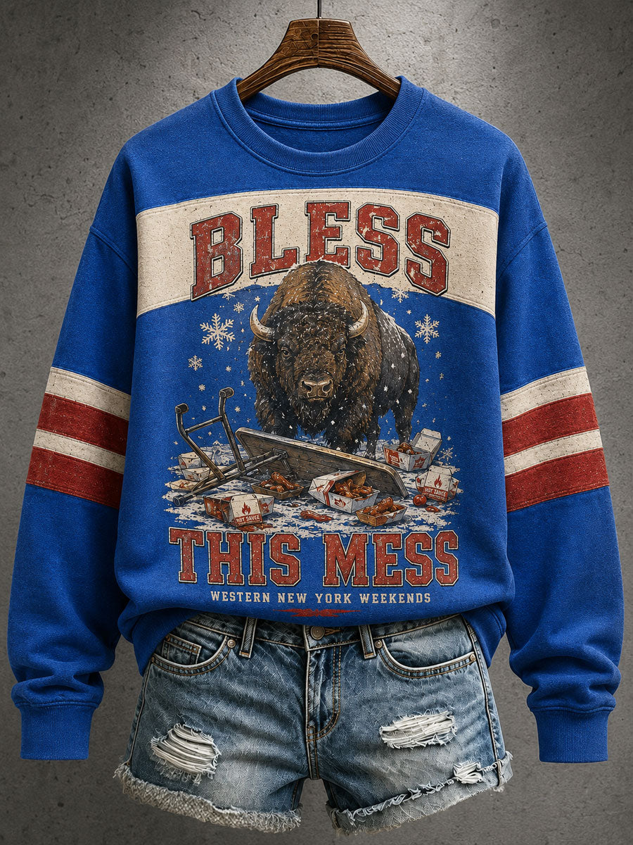 Women's Football Bulls Bills Lover Go Good Printed Sweatshirt