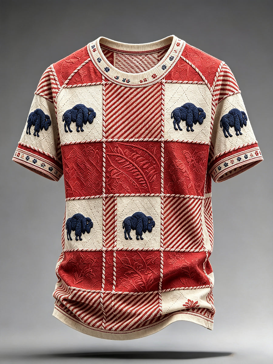 Unisex Football Lover Bulls Buffalo Art Printed T-shirt