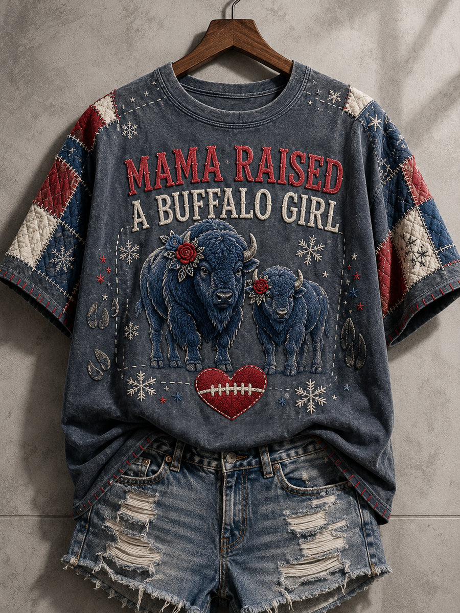 Women's Football Lover Bulls Buffalo Art Printed T-shirt