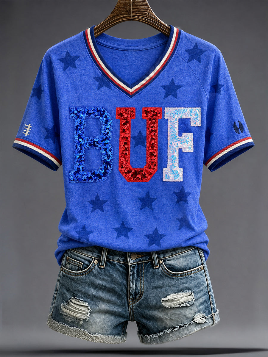 Women's Football Lover Bulls Buffalo Art Printed T-shirt
