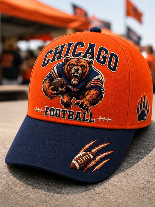 Unisex Football Gameday Bear Print Gift For Football Fans Hat
