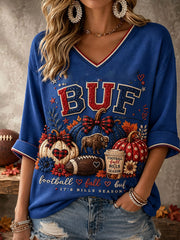 Women's Football Lover Bulls BUF Art Printed T-shirt