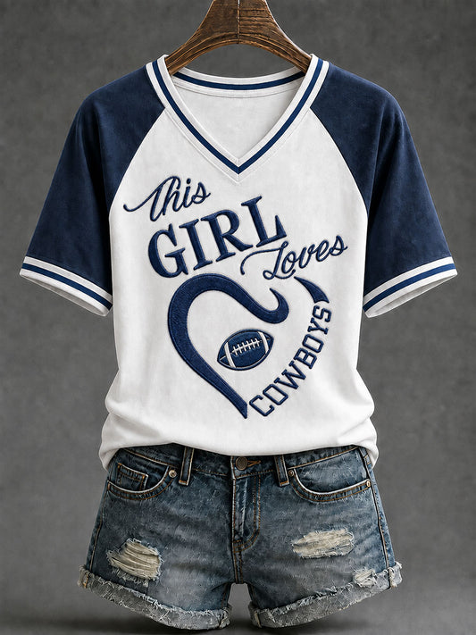 Women's Game Day Football Print Casual T-Shirt
