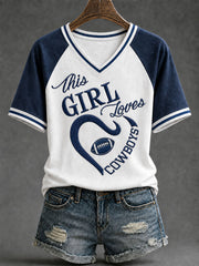 Women's Game Day Football Print Casual T-Shirt