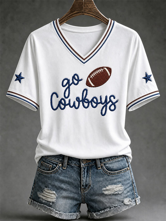 Women's  Football Gameday Gift For Football Fans V-Neck Tee