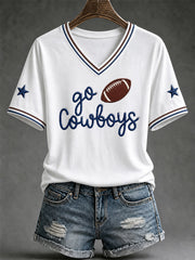 Women's  Football Gameday Gift For Football Fans V-Neck Tee