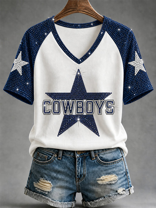 Women's  Football Gameday Gift For Football Fans V-Neck Tee