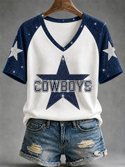 Women's  Football Gameday Gift For Football Fans V-Neck Tee