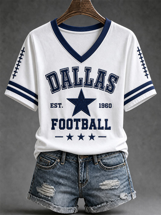 Women's  Football Gameday Gift For Football Fans V-Neck Tee