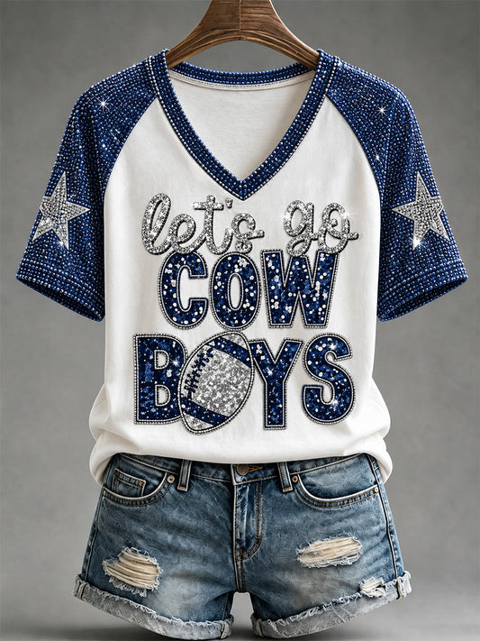 Women's  Football Gameday Gift For Football Fans V-Neck Tee