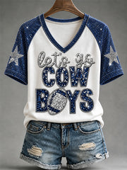 Women's  Football Gameday Gift For Football Fans V-Neck Tee