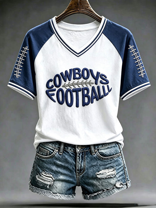 Women's Cowboys Football V-neck T-shirt