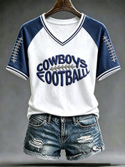 Women's Cowboys Football V-neck T-shirt