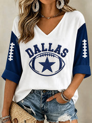 Women's Football Gameday Gift For Football Fans Casual V-Neck Tee