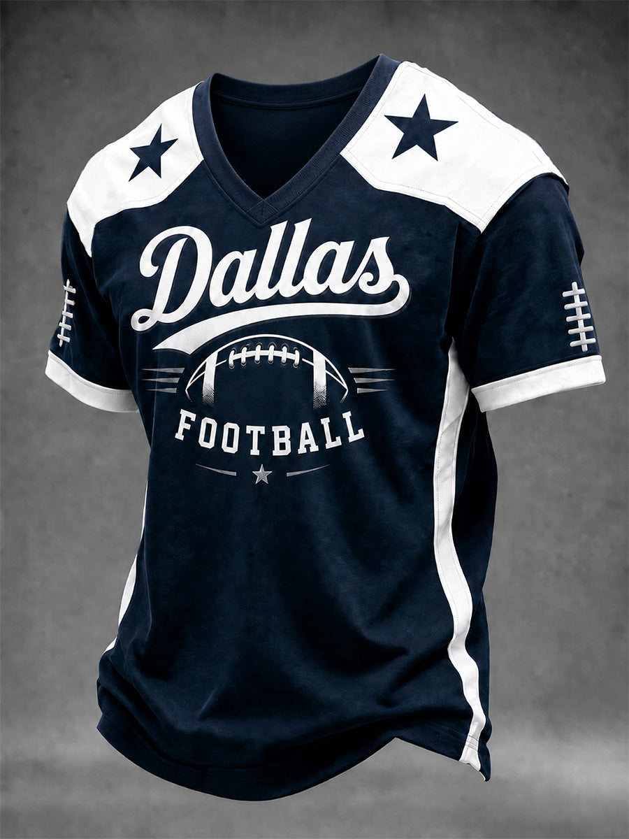 Men's Football Gameday Gift For Football Fans Casual V-Neck Tee