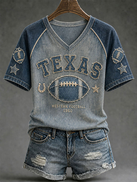 Women's Dallas Football Print Casual T-Shirt