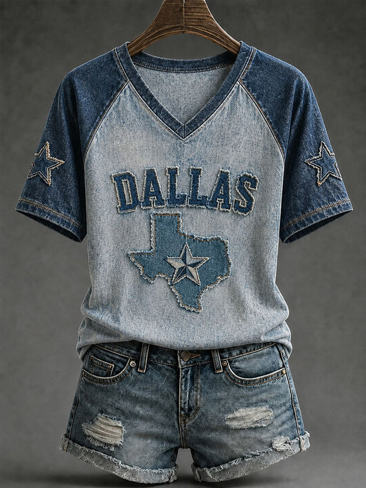 Women's Dallas Football Print Casual T-Shirt