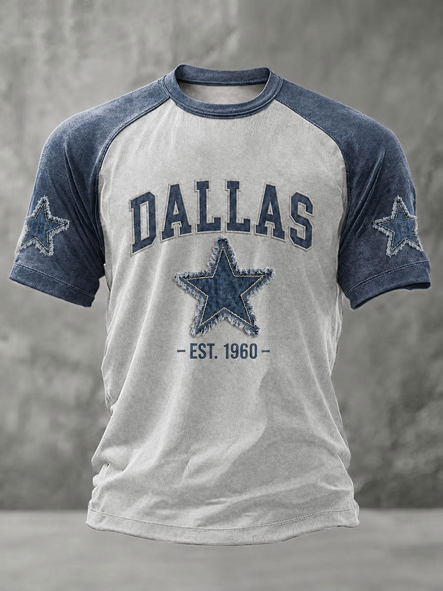 Men's Dallas Football Print Casual T-Shirt